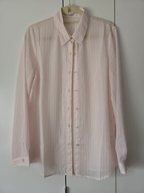 Classic Women's Light Pink Stripe Button-Up Shirt